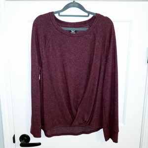 SOLD! Bobeau Burgundy Twist Front Long Sleeve Women's Pullover Sweater